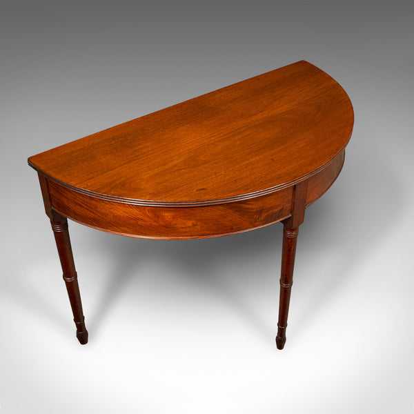 Pair Of Antique Demi Lune Side Tables, English, Drum, Console, Georgian, C.1800