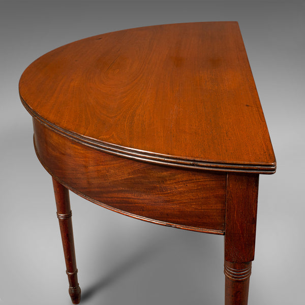 Pair Of Antique Demi Lune Side Tables, English, Drum, Console, Georgian, C.1800