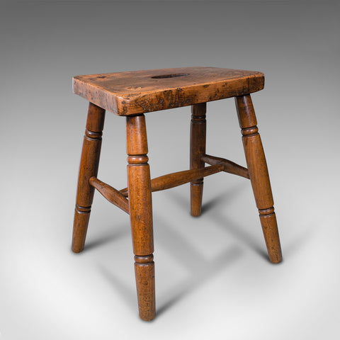 Vintage Laboratory Stool, English, Elm, Country House, Mid 20th Century, C.1940