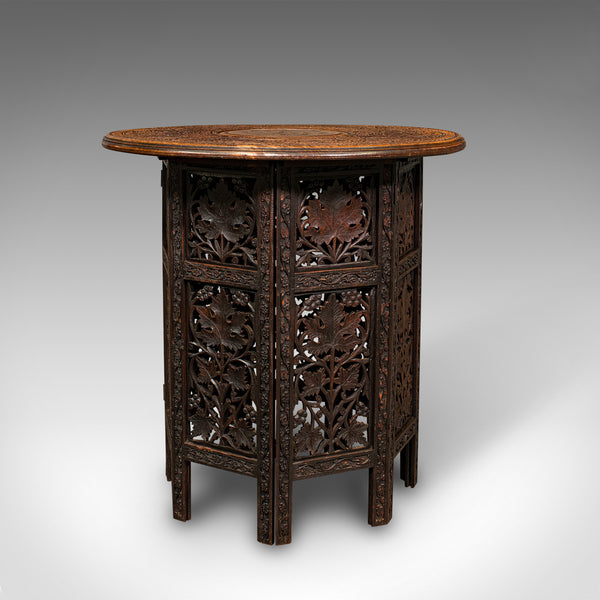 Antique Folding Colonial Table, Anglo Indian, Teak, Occasional, Side, Victorian