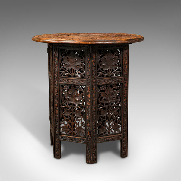 Antique Folding Colonial Table, Anglo Indian, Teak, Occasional, Side, Victorian