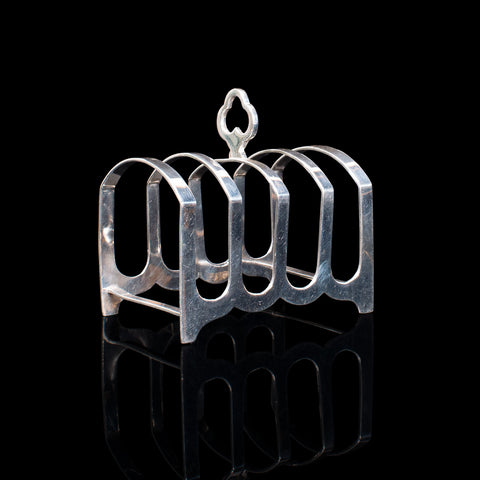 Small Vintage Toast Rack, English, Silver, Hallmark, Breakfast, Birmingham, 1938