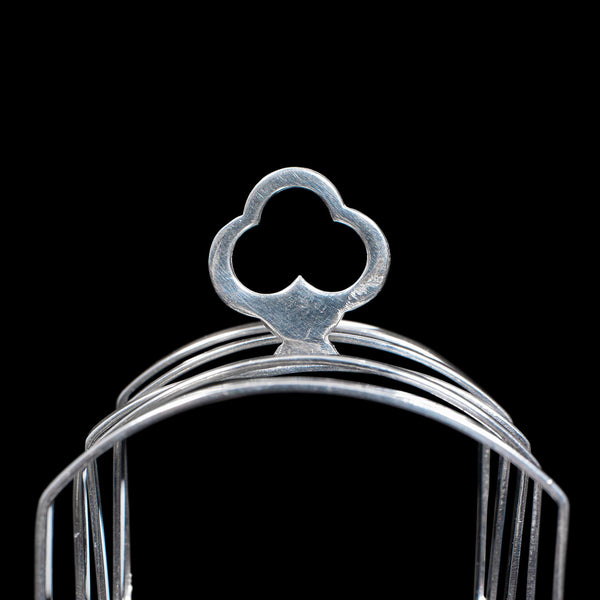 Small Vintage Toast Rack, English, Silver, Hallmark, Breakfast, Birmingham, 1938