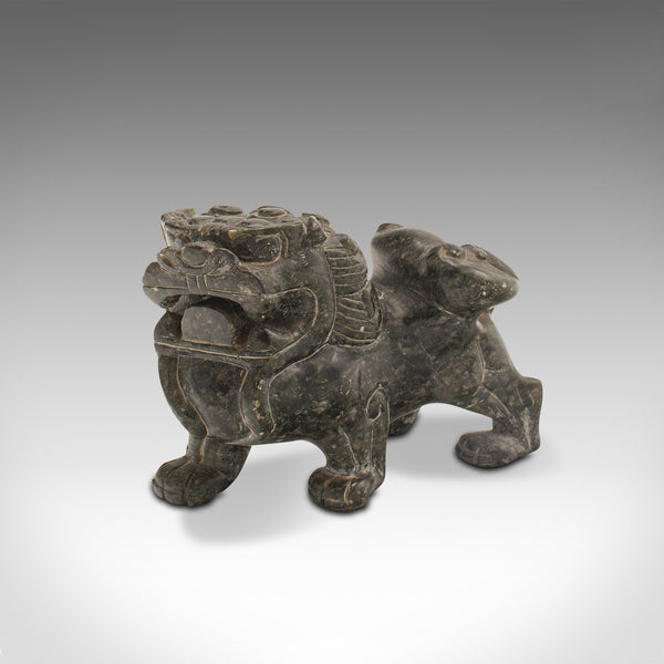 Pair Of Small Vintage Oriental Lions, Chinese, Soapstone Carved Figure, Art Deco