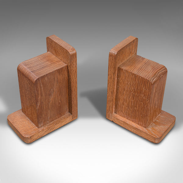 Pair Of Vintage Decorative Bookends, English, Oak, After Liberty, Art Deco, 1940
