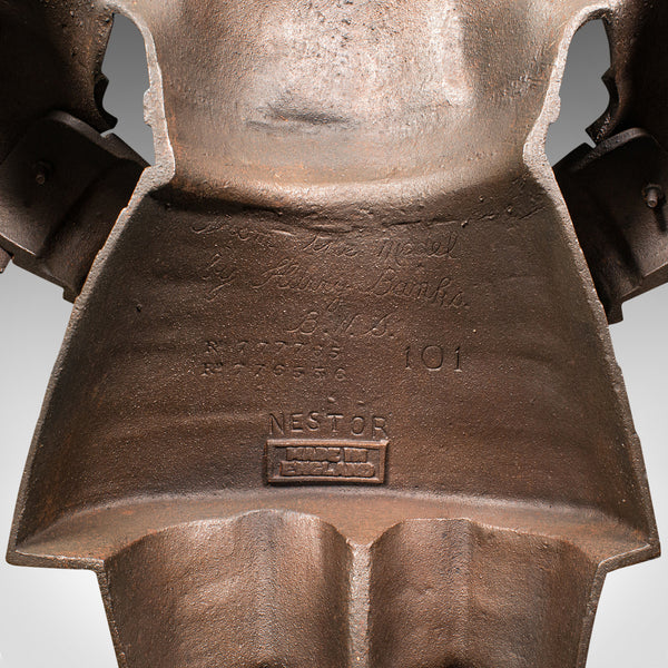 Vintage Fireside Knight Companion, English, Bronzed, Figure, Fire Tools, C.1930