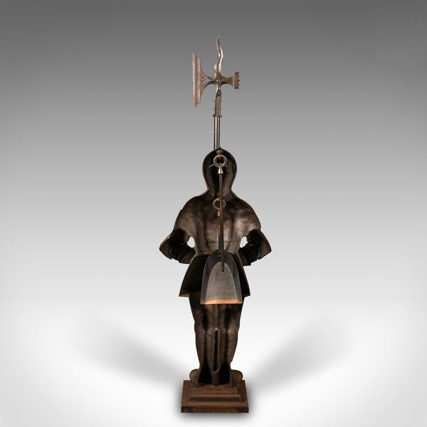 Vintage Fireside Knight Companion, English, Bronzed, Figure, Fire Tools, C.1930