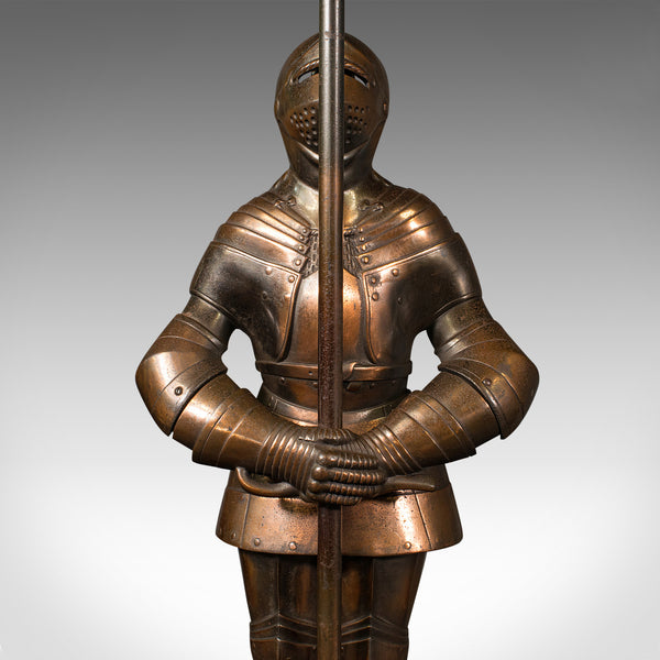 Vintage Fireside Knight Companion, English, Bronzed, Figure, Fire Tools, C.1930