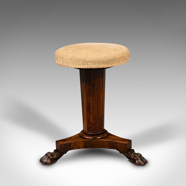Antique Music Stool, English, Adjustable, Piano, Recital, Regency, Circa 1820