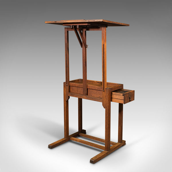 Antique Artist's Easel, English, Oak, Adjustable, Rest, Lectern, Edwardian, 1910