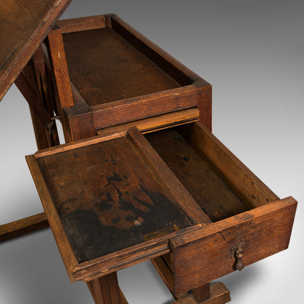 Antique Artist's Easel, English, Oak, Adjustable, Rest, Lectern, Edwardian, 1910