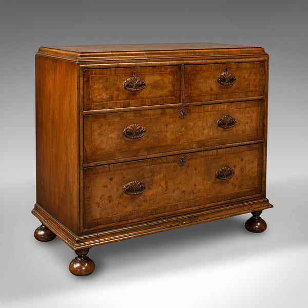 Antique Chest of Drawers, English, Walnut, Bedroom, Georgian Revival, Victorian