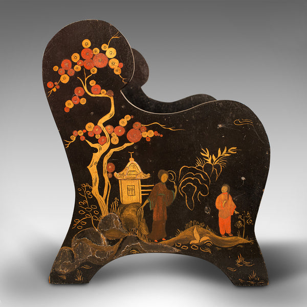Antique Chinoiserie Book Rest, Oriental, Lacquer, Trough, Japanned, Victorian