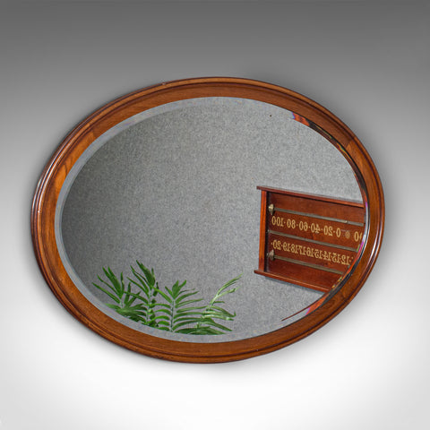 Antique Oval Mirror, English Walnut, Bevelled Glass, Overmantle, Hall, Edwardian