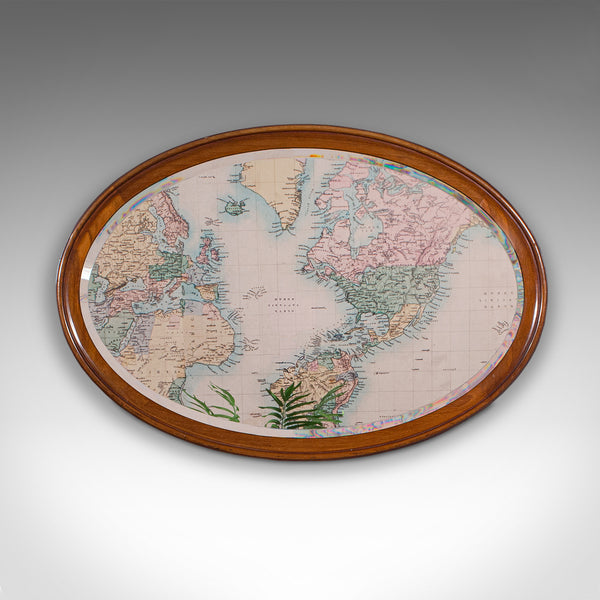 Antique Oval Mirror, English Walnut, Bevelled Glass, Overmantle, Hall, Edwardian