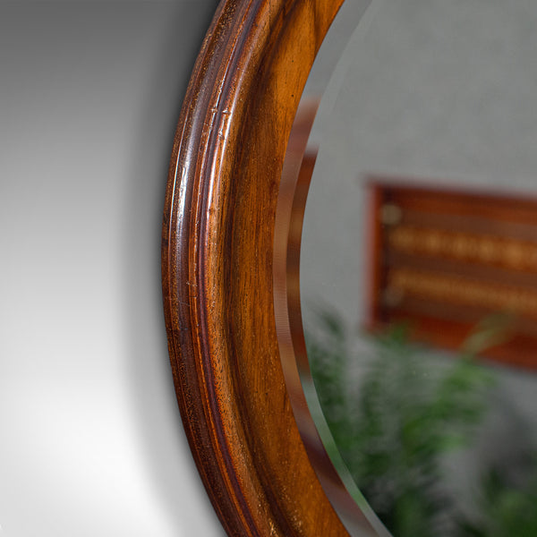Antique Oval Mirror, English Walnut, Bevelled Glass, Overmantle, Hall, Edwardian