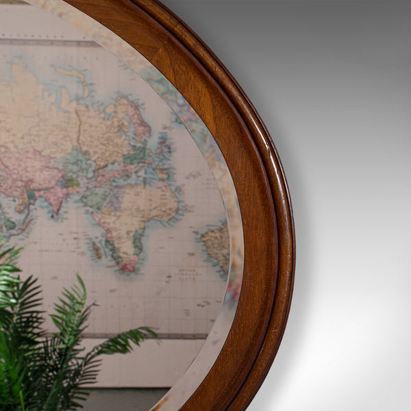 Antique Oval Mirror, English Walnut, Bevelled Glass, Overmantle, Hall, Edwardian