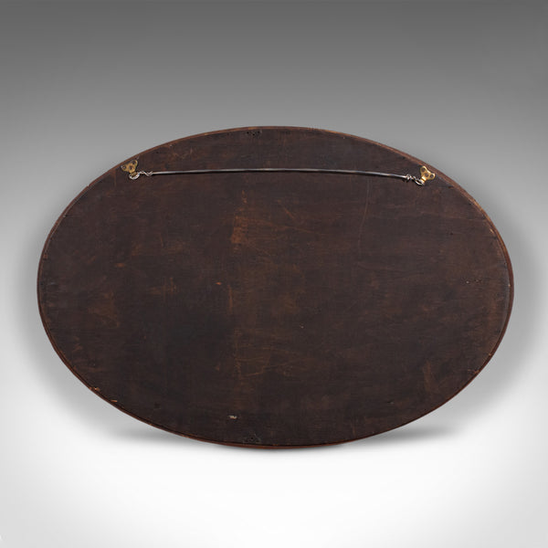Antique Oval Mirror, English Walnut, Bevelled Glass, Overmantle, Hall, Edwardian