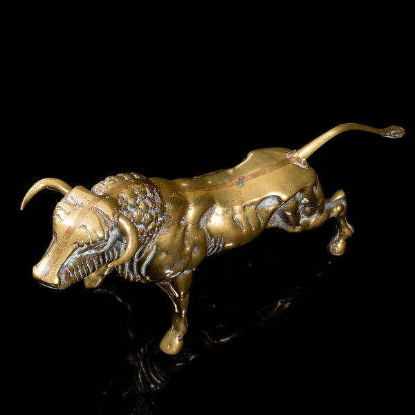 Antique Fighting Bull Figure, Italian, Heavy, Brass, Ornament, Statue, Victorian