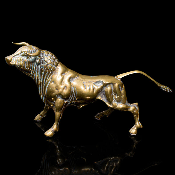 Antique Fighting Bull Figure, Italian, Heavy, Brass, Ornament, Statue, Victorian