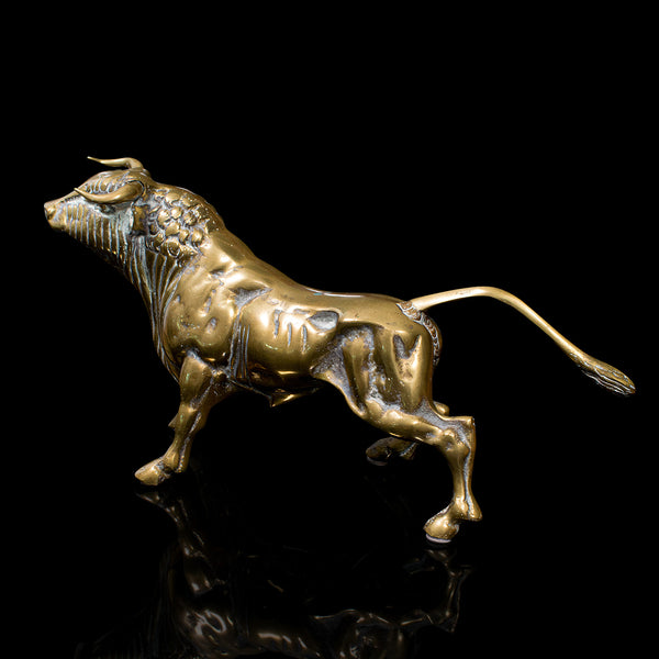 Antique Fighting Bull Figure, Italian, Heavy, Brass, Ornament, Statue, Victorian