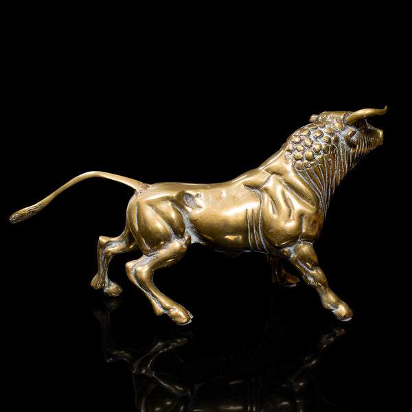 Antique Fighting Bull Figure, Italian, Heavy, Brass, Ornament, Statue, Victorian