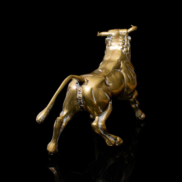 Antique Fighting Bull Figure, Italian, Heavy, Brass, Ornament, Statue, Victorian