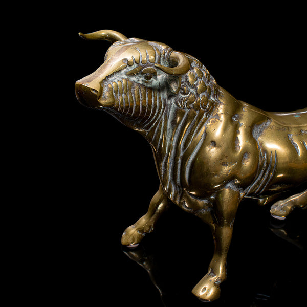 Antique Fighting Bull Figure, Italian, Heavy, Brass, Ornament, Statue, Victorian