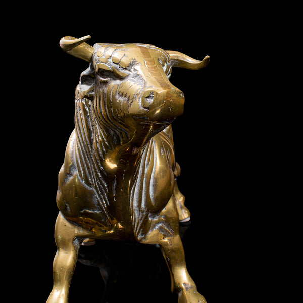Antique Fighting Bull Figure, Italian, Heavy, Brass, Ornament, Statue, Victorian