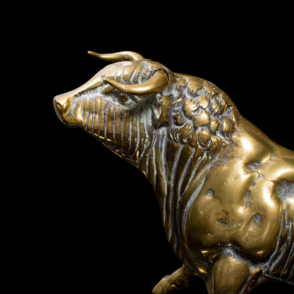 Antique Fighting Bull Figure, Italian, Heavy, Brass, Ornament, Statue, Victorian