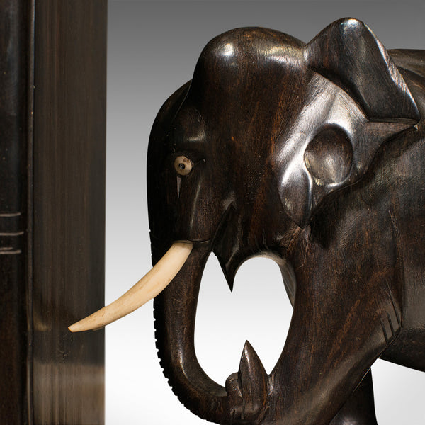 Pair Of Antique Elephant Bookends, Anglo Indian, Ebony, Decorative, Book Rest