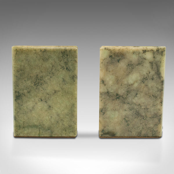 Pair Of Antique Decorative Bookends, Chinese, Onyx, Book Rest, Victorian, C.1900