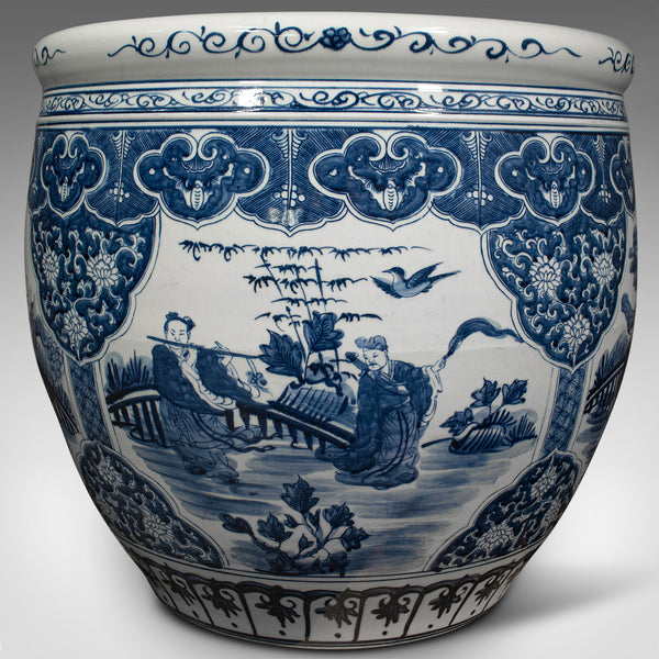Huge Vintage Decorative Planter, Chinese, Ceramic, Jardiniere Pot, Fish Bowl