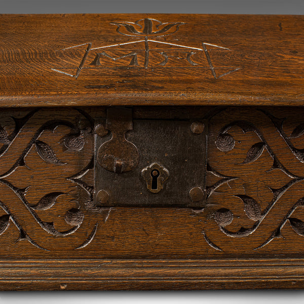 Antique Verger's Desk Box, English, Oak, Ecclesiastic, Bible Case, William III