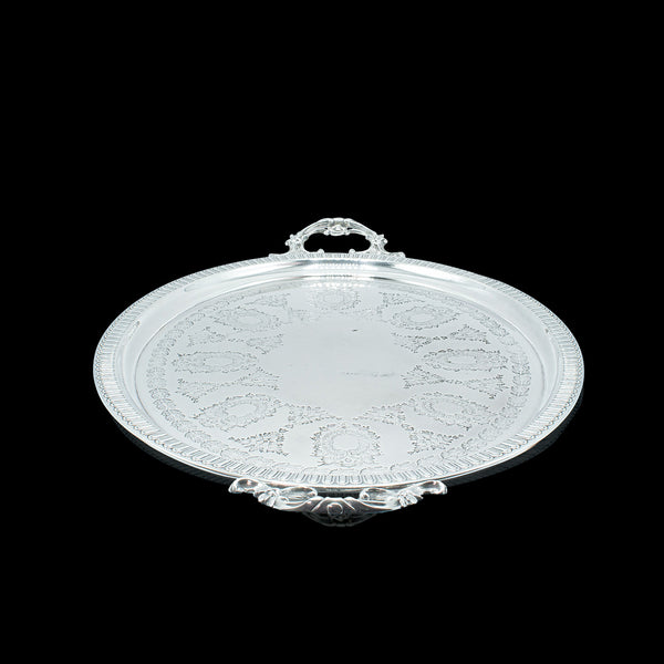 Antique Oval Decorative Serving Tray, English, Silver Plate, Afternoon Tea, 1910