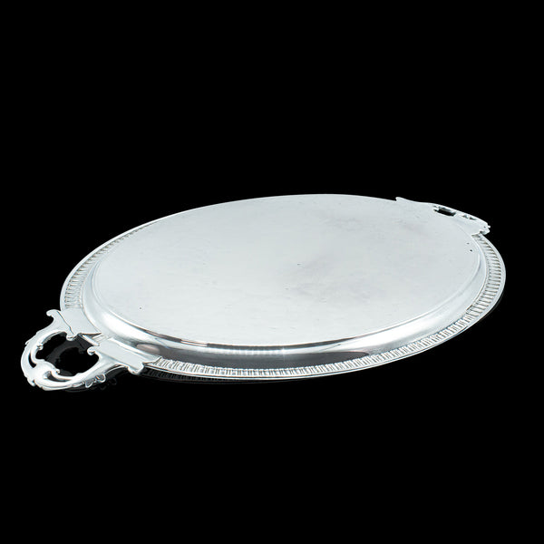 Antique Oval Decorative Serving Tray, English, Silver Plate, Afternoon Tea, 1910