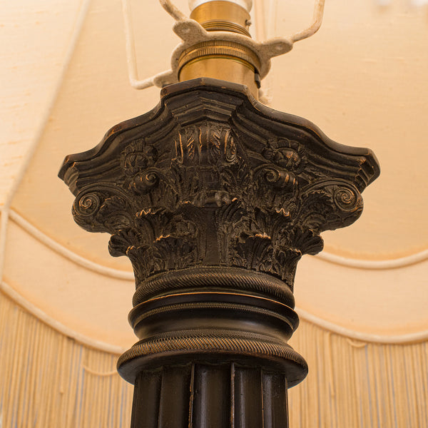 Pair Of Vintage Corinthian Lamps, English, Bronzed, Table Light, Classical Taste