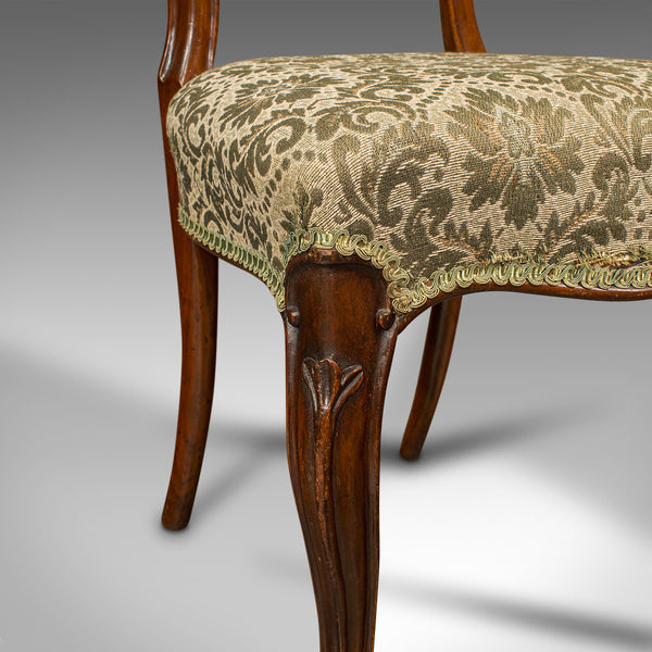 Set of 4 Antique Dining Chairs, English, Walnut, Balloon Back, Victorian, 1850