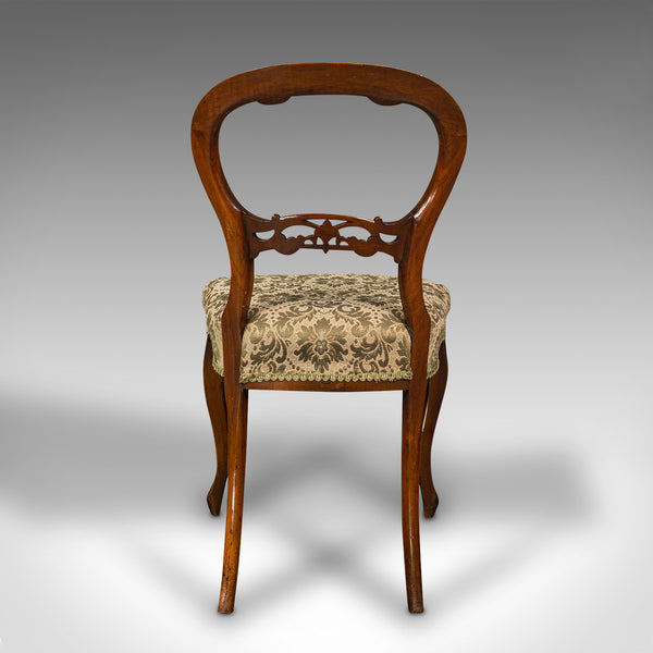 Set of 4 Antique Dining Chairs, English, Walnut, Balloon Back, Victorian, 1850