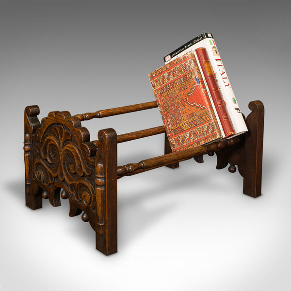 Antique Book Trough, Scottish, Oak, Novel Stand, Aesthetic Period, Victorian