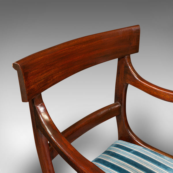 Antique Elbow Chair, English, Armchair, Desk, Scroll Arm, Regency, Circa 1820