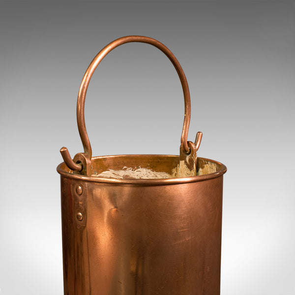 Pair Of Antique Hall Stick Stands, English, Copper, Umbrella Bucket, Victorian