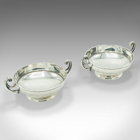 Pair Of Antique Bonbon Dishes, English, Sterling Silver, Serving Bowl, Edwardian