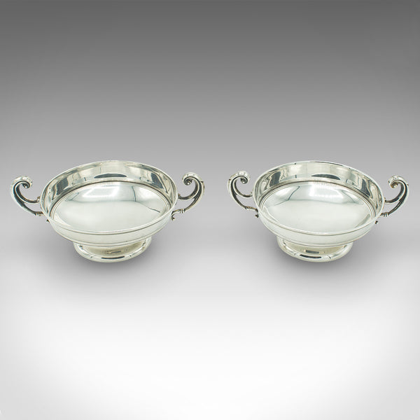 Pair Of Antique Bonbon Dishes, English, Sterling Silver, Serving Bowl, Edwardian