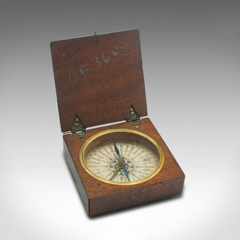 Antique Pocket Explorer's Compass, English, Navigation Instrument, Victorian
