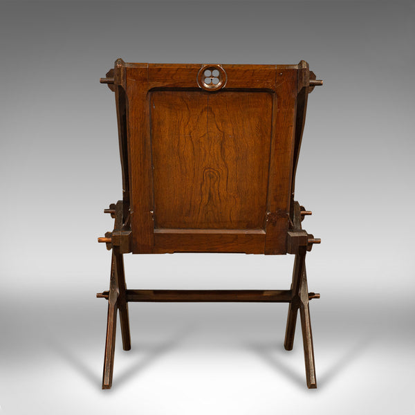 Antique Glastonbury Chair, English, Pitch Pine Armchair, Gothic Taste, Victorian
