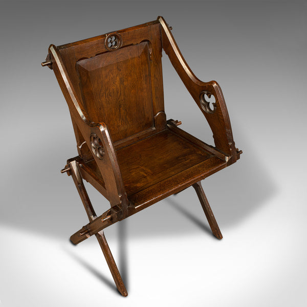Antique Glastonbury Chair, English, Pitch Pine Armchair, Gothic Taste, Victorian