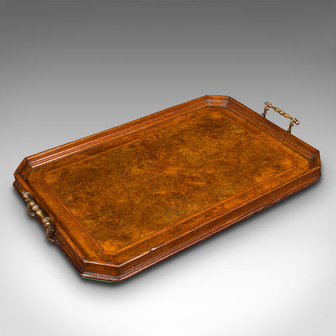 Antique Butler's Serving Tray, English, Oak, Walnut, Afternoon Tea, Victorian