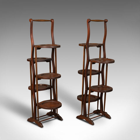 Pair Of Vintage Folding Cake Stands, English, Afternoon Tea, Art Deco, C.1930