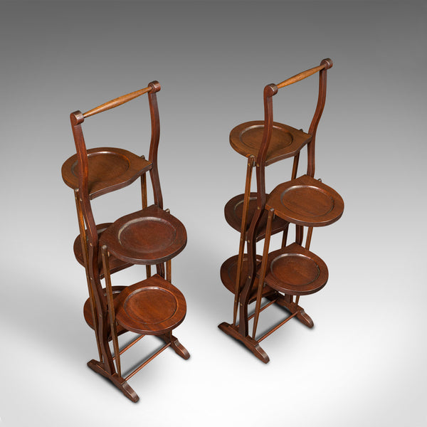 Pair Of Vintage Folding Cake Stands, English, Afternoon Tea, Art Deco, C.1930